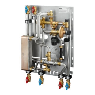 Oventrop Wohnungsstation Regudis W-HTO Cu-gel, Anschluss v o, max. 15 l/min