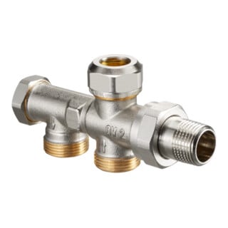 Oventrop Zweirohr-Anschlussstück Duo DN 15, M 24x1,5 AG, mit Absperrung