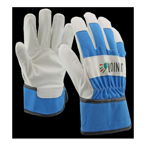 OX-ON Gants enfant PU / coton bleu 6-8 ans