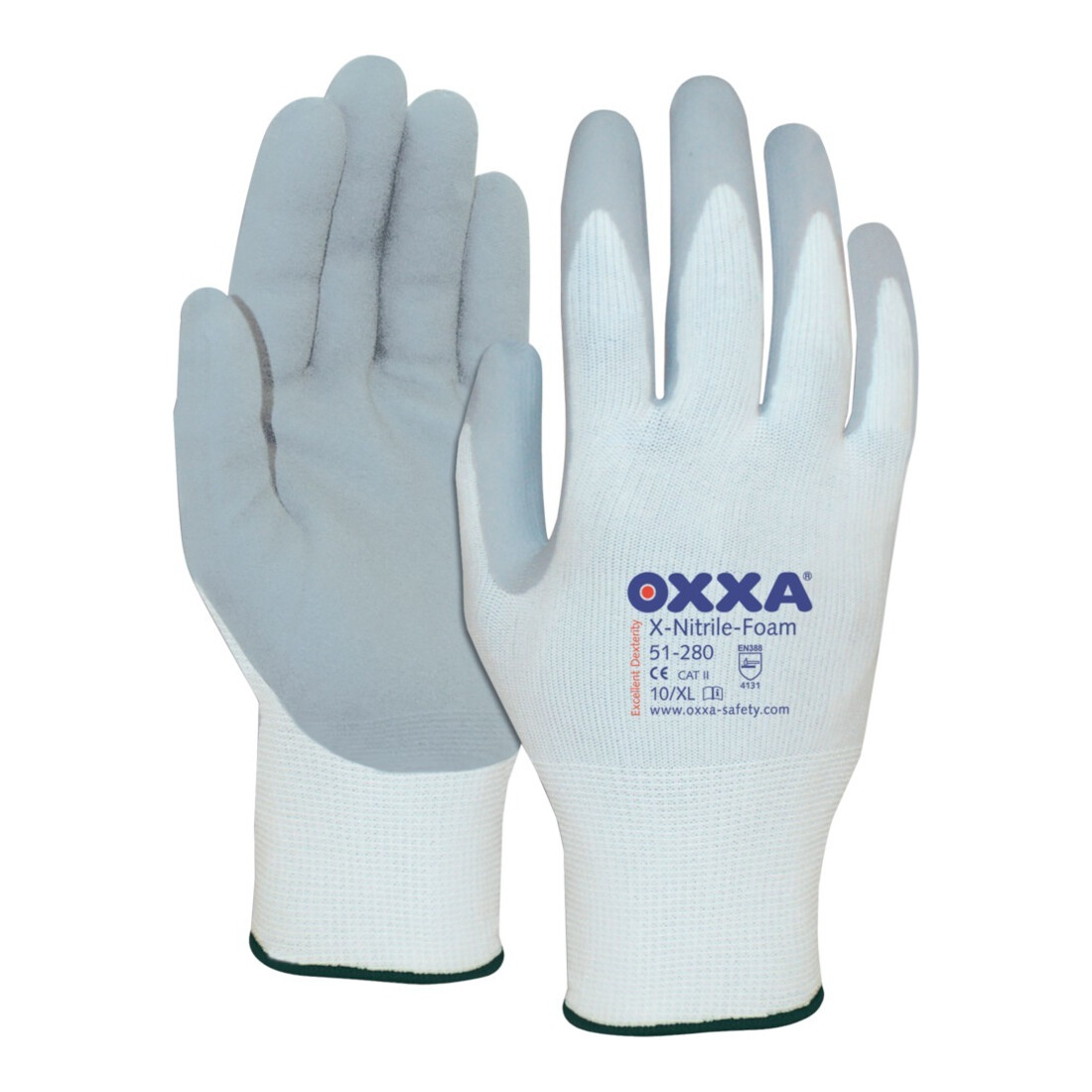 OXXA Gants X-Nitrile-Foam, taille 8, blanc/gris