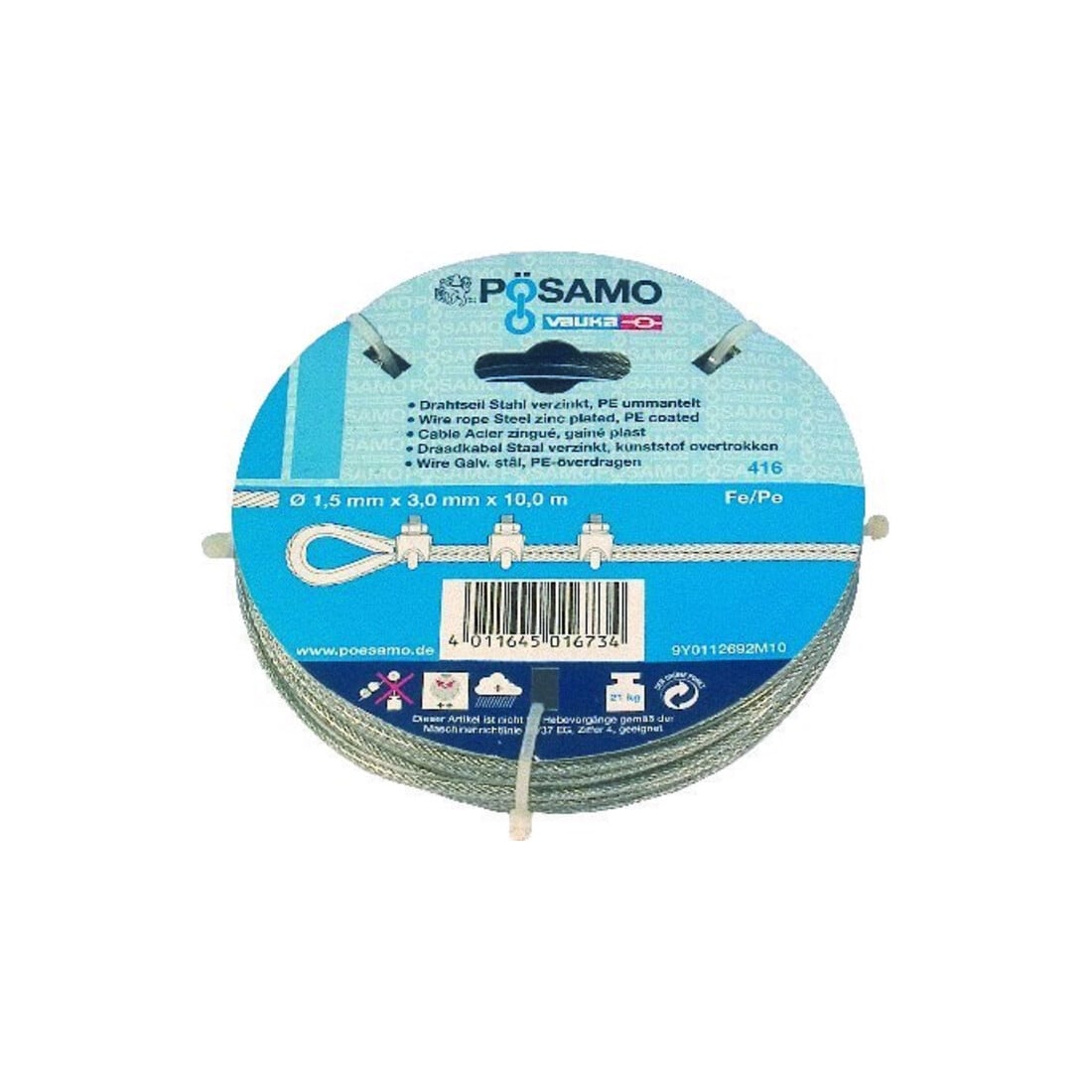 PÖSAMO Câble en anneaux 6x7 galZn 3,0 mm x 10 m