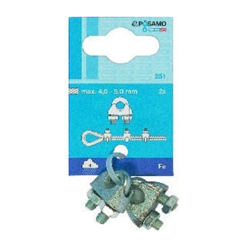 PÖSAMO Câble métallique petit, ancien DIN 741 Zn 5mm/M5 3/16" par 2 pcs SB