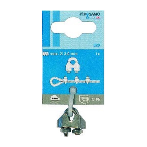 PÖSAMO Câble métallique petit diamètre DIN 741 A4 3,0 mm/M4 1/8" 1 pce SB