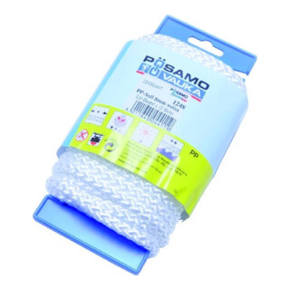 PÖSAMO Corde PP tressée E blanc 8,0 mm x 15 m sur dévidoir métallique