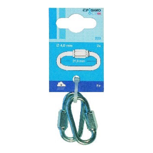 PÖSAMO Maillons rapides (SB) galZn 4,0 mm par 2 pièces