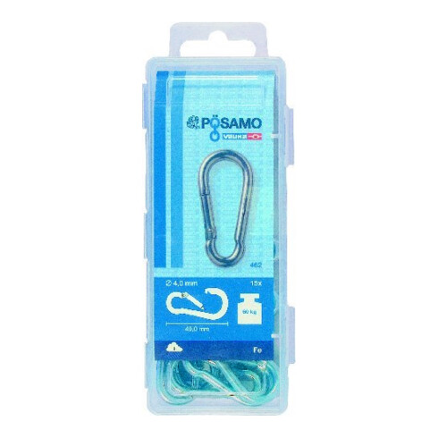 PÖSAMO Mousqueton de pompier (SB) galZn 40x4mm boîte de 15 pièces
