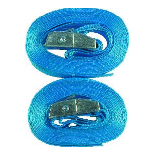 PÖSAMO Sangle d'arrimage avec verrou à pince 2,5x300cm bleu x 2 pcs