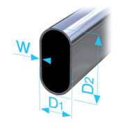P&G Tube de meuble ovale 30 x 15 x 1200 mm acier chromé