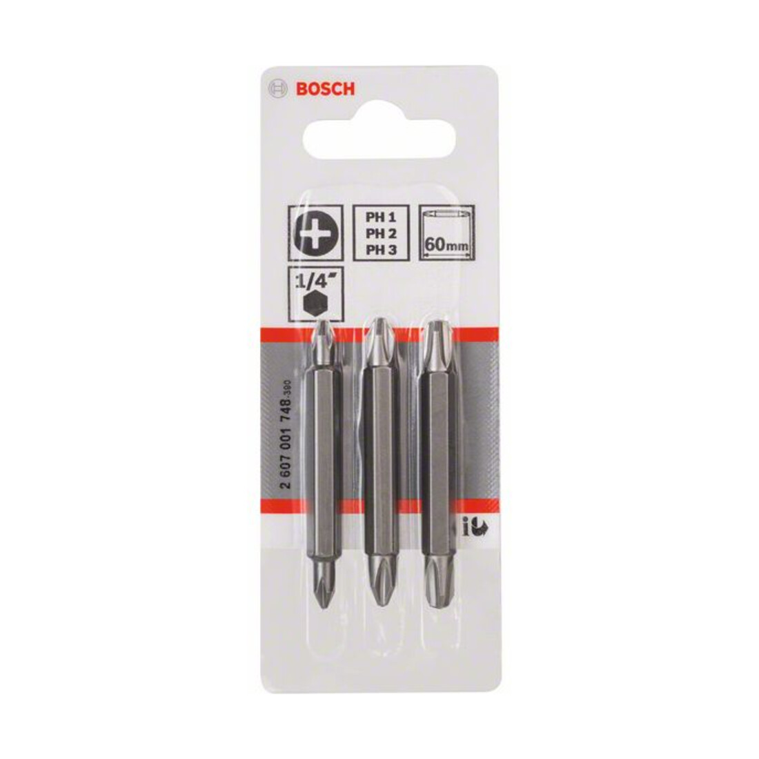 Pack de 3 embouts de tournevis doubles PH1, PH2, PH3, PH1, PH2, PH3; 60 mm