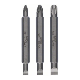 Pack de 3 embouts de tournevis doubles S 1,2x6,5, S 0,6x4,5, S 0,8x5,5; PZ1, PZ2, PZ3; 60 mm