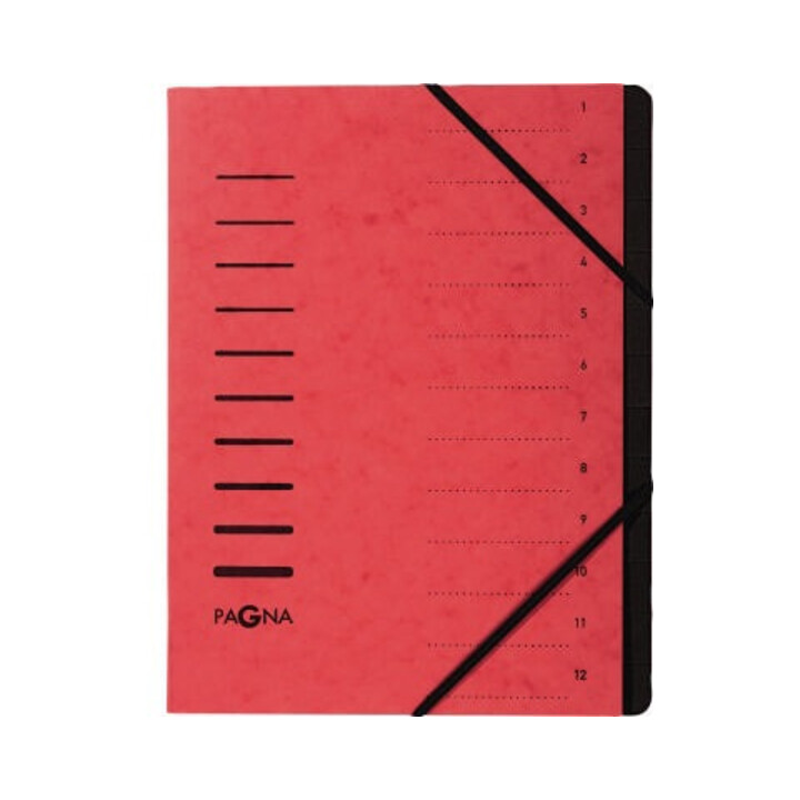 PAGNA Ordnungsmappe 40059-01 DIN A4 12Fächer Pressspankarton rot