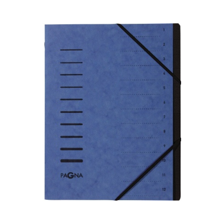 PAGNA Ordnungsmappe 40059-02 DIN A4 12Fächer Pressspankarton blau