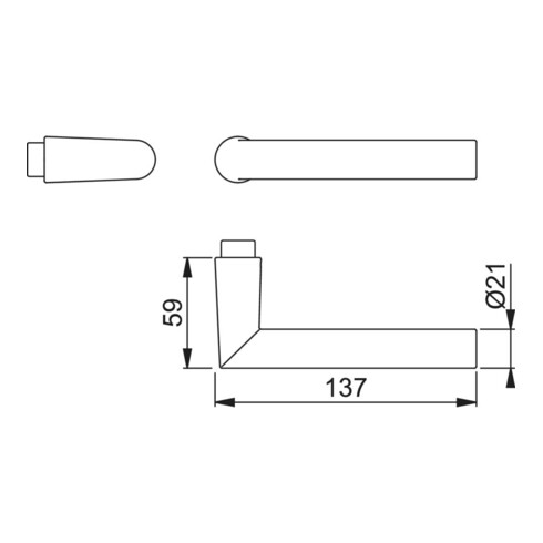 Paire de leviers de porte Hoppe Ams.1400 Alu.F1 sans rosettes VK 8mm