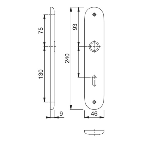Paire de plaques longues Hoppe 273P F1/naturf. F1 BB 72mm