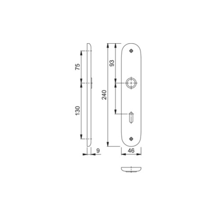 Paire de plaques longues Hoppe 273P F1/naturf. F1 BB 72mm