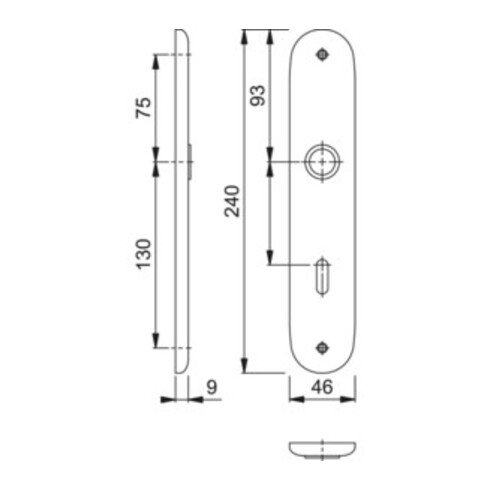 Paire de plaques longues Hoppe 273P F1/naturf. F1 BB 72mm