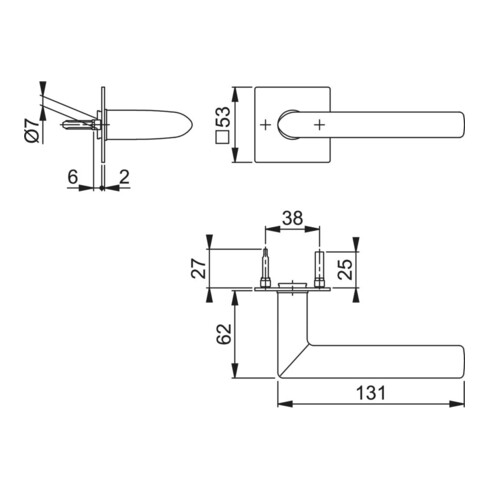 Paire de poignées de porte Stock.E1140Z/848N VA F69 avec rosaces de poignée VK 8mm