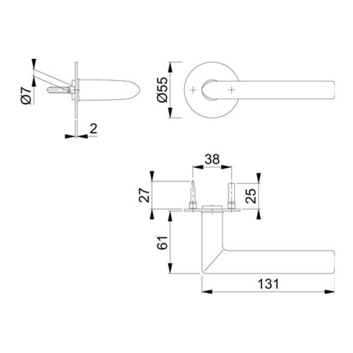 Paire de poignées de porte Stock.E1140Z/849N VA F69 avec rosaces de poignée VK 8mm