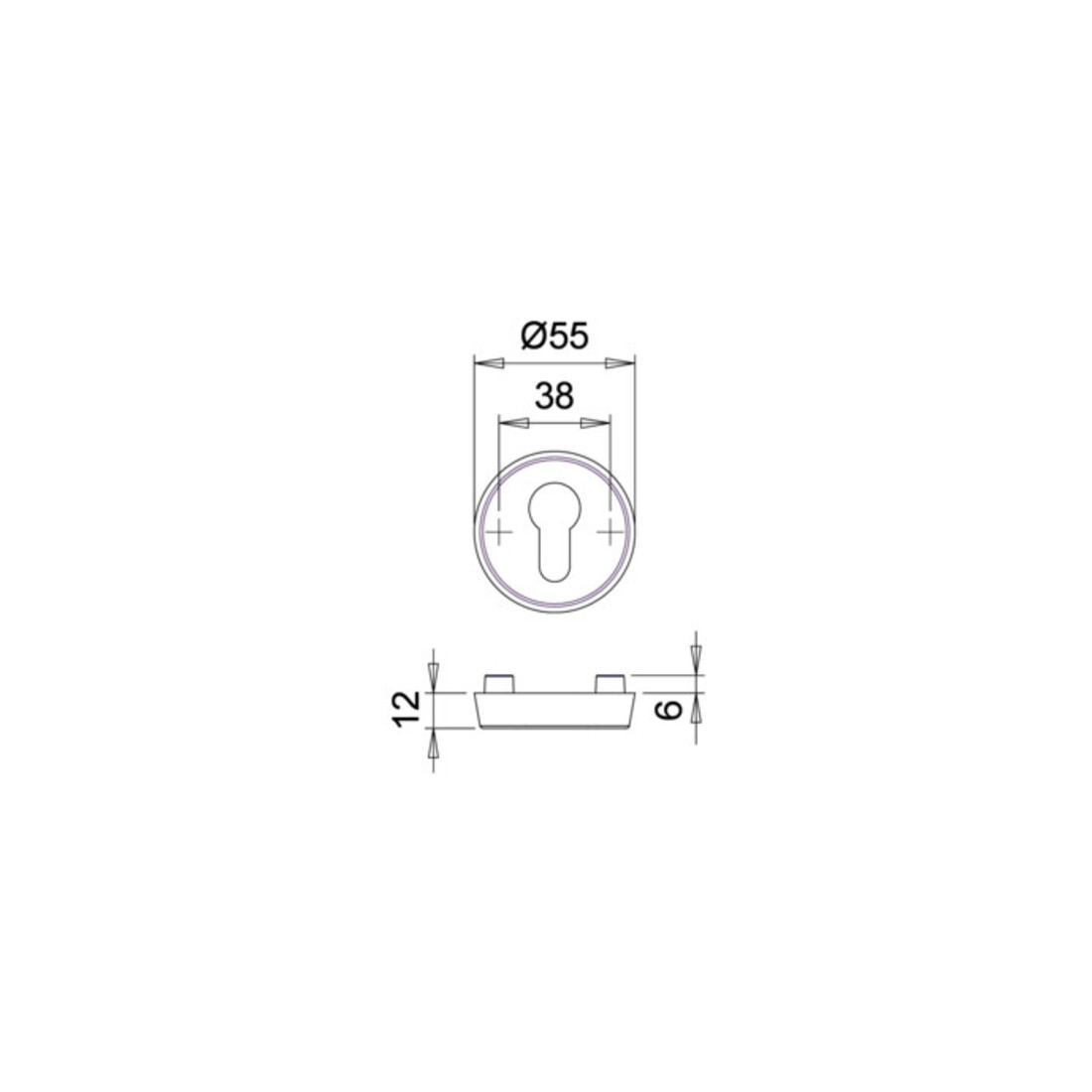 Paire de rosaces de protection 6533 Alu.F1 rd.o.ZA S.12mm