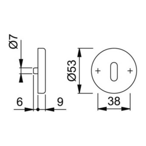 Paire de rosettes à clé Hoppe 42KVS/E42KVS Alu. F1 Épaisseur de l'écusson 9mm OB rd.