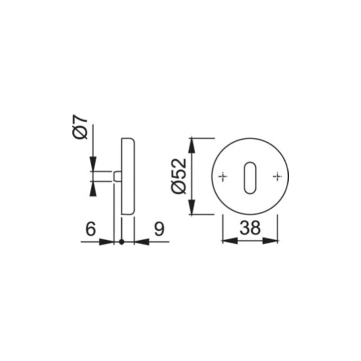 Paire de rosettes à clé Hoppe 42KVS/E42KVS Alu. F1 Épaisseur de l'écusson 9mm OB rd.