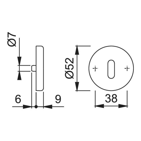 Paire de rosettes à clé Hoppe 42KVS/E42KVS Alu. F1 Épaisseur de l'écusson 9mm OB rd.