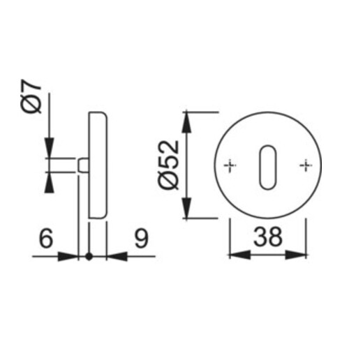 Paire de rosettes à clé Hoppe 42KVS/E42KVS Alu. F1 Épaisseur de l'écusson 9mm OB rd.