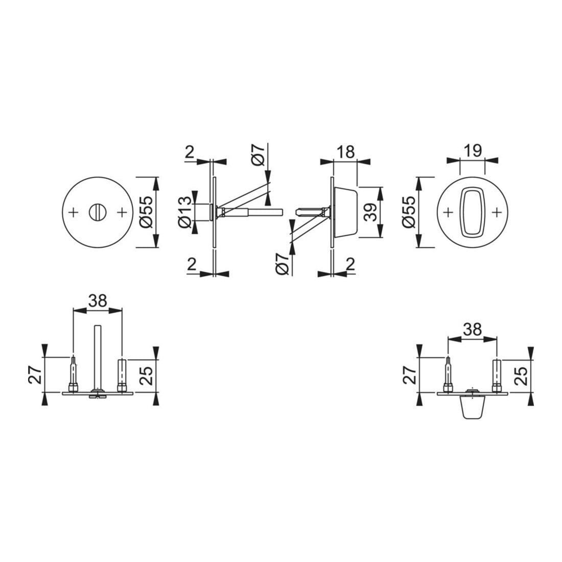 Paire de rosettes de clés E849NS VA F69 Epaisseur de blindage 2mm Bad SK/OL rd.
