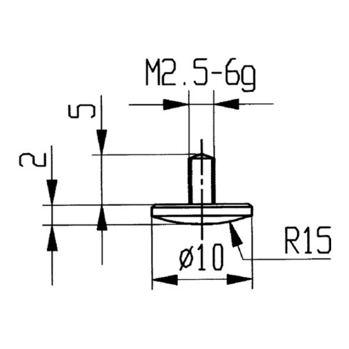 Palpeur D. 10 mm vouté rayon 15 M2,5 acier p. comparateurs Käfer