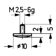 Palpeur D. 10 mm vouté rayon 15 M2,5 acier p. comparateurs Käfer-3