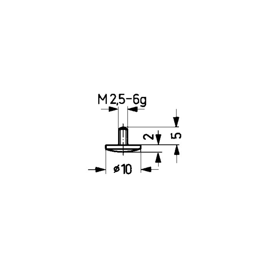 Palpeur D. 10 mm vouté rayon 15 M2,5 acier p. comparateurs Käfer