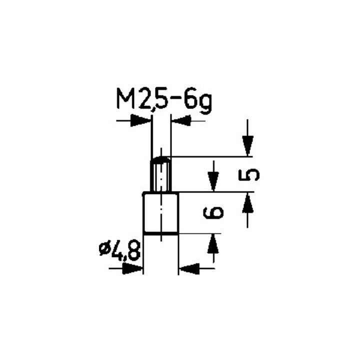 Palpeur D. 4,8 mm plan M2,5 acier p. comparateurs Käfer
