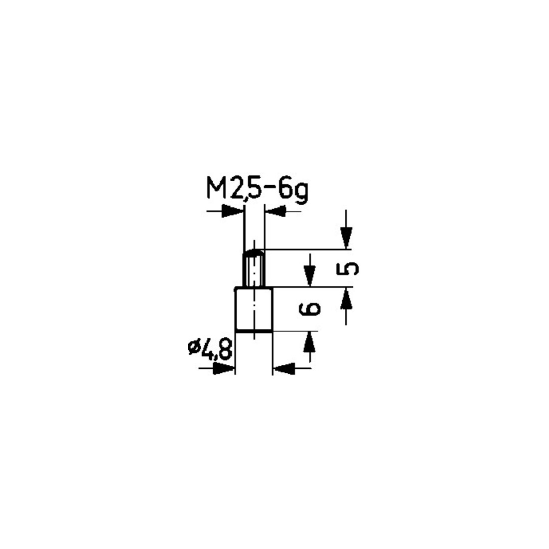 Palpeur D. 4,8 mm plan M2,5 acier p. comparateurs Käfer