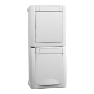 Panasonic Prise/Interrupteur va-et-vient combiné vertical FR-AP IP54 blanc 90591198-DE