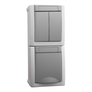 Panasonic Steckdose/Seriensch.-Kombi senkr.FR-AP IP54 gr 90591082-DE