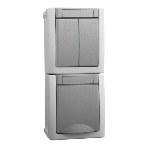 Panasonic Steckdose/Seriensch.-Kombi senkr.FR-AP IP54 gr 90591082-DE