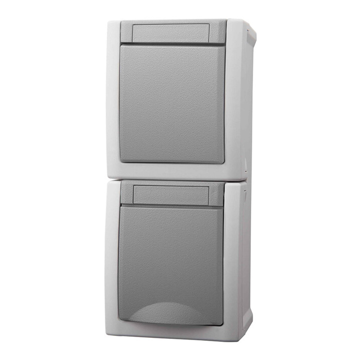 Panasonic Steckdose/Wechselsch-Kombi senkr.FR-AP IP54 gr 90591098-DE