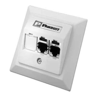 Panduit Plaque centrale inclinée 3 ports 2x CJS688TG, 1 aveugle CS2P6TGAWY