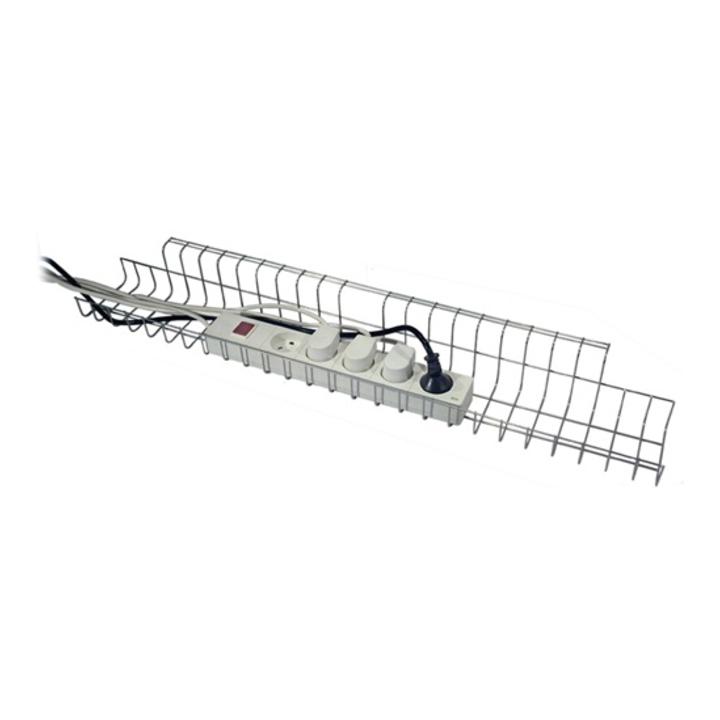 Panier de câble l.790xP100xH80-85mm argent adapté à bureau
