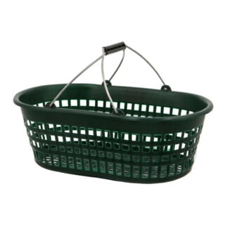 Panier de jardin 15 kg, vert, ovale avec anse double rabattable