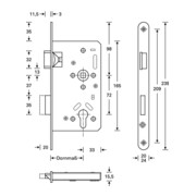 Panik-Einsteckschloss Ser.20 APE Fkt.E rd 20/65/72/9mm DIN li.VA SSF-4
