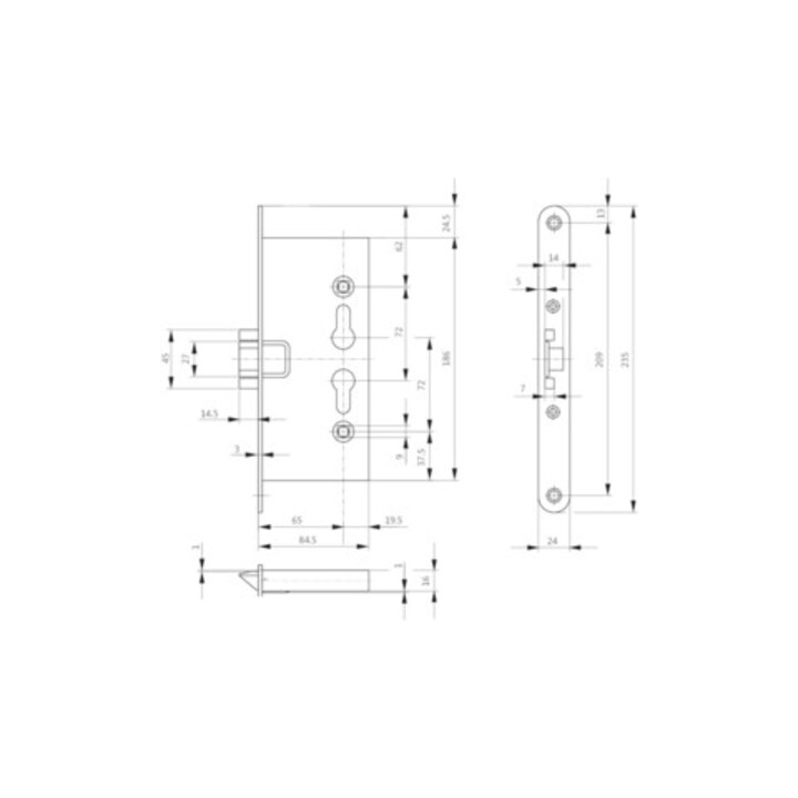 Panik-FH-Einsteckschl. B-1125 Dorn 65mm/72mm/9mm m.W. Funkt. E