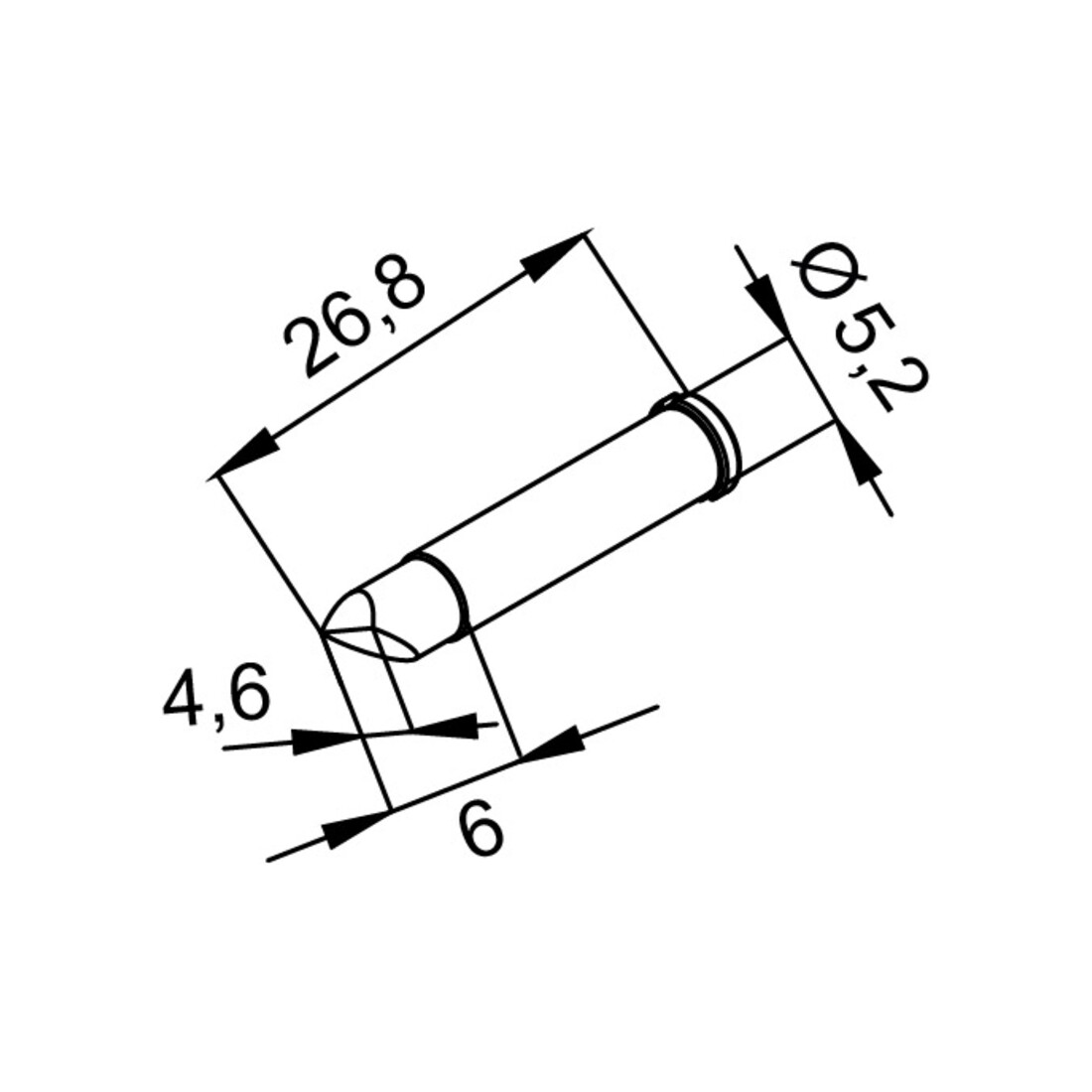 Panne à souder ERSA-ERSADUR, 4,6mm, asym