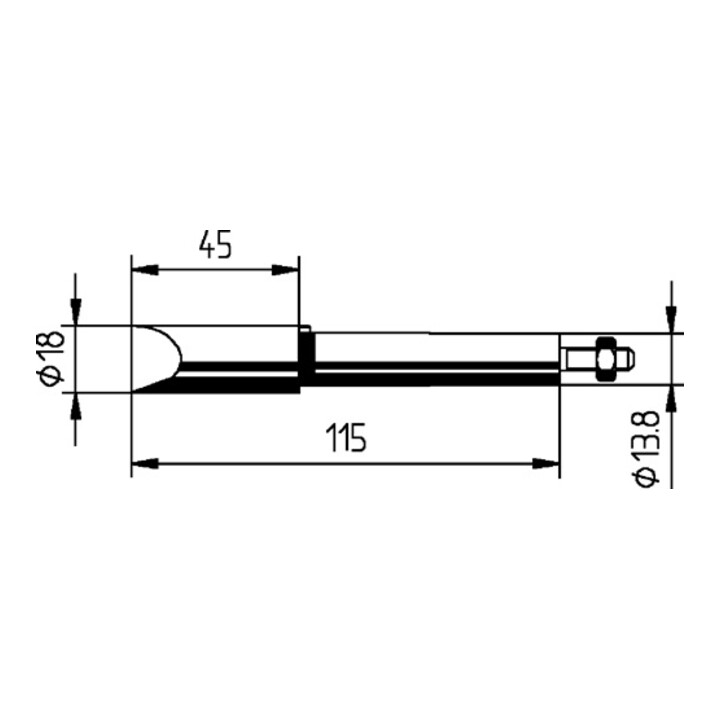 Panne Série 202 forme de burin, nickelé l. 18 mm 0202 MZ/SB ERSA