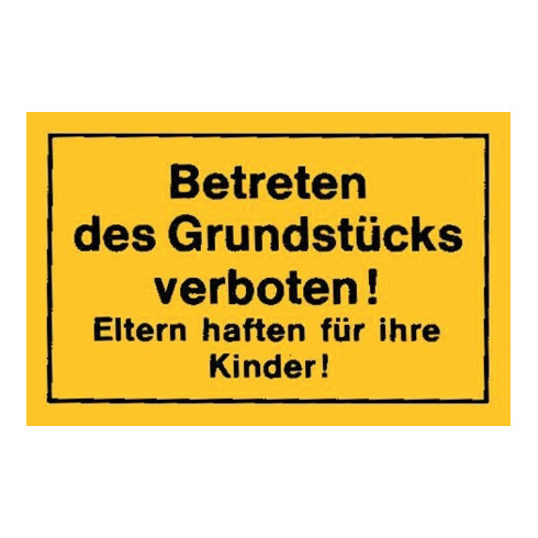 Panneau 250x150 Interdiction d’entrer sur la propriété jaune