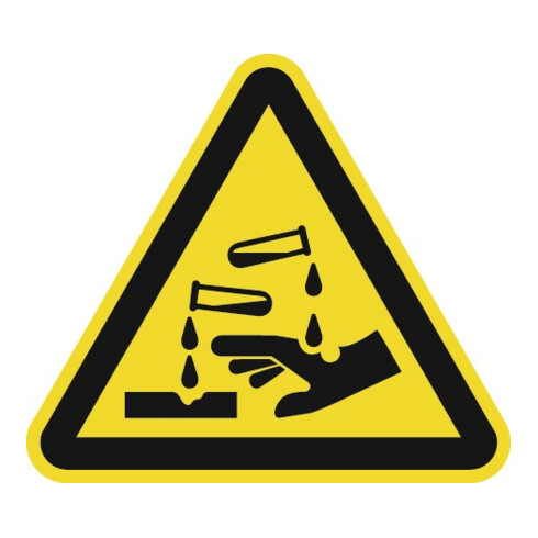Panneau d'avertissement ASR A1.3/DIN EN ISO 7010 200 mm substances corrosives fi