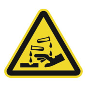 Panneau d'avertissement ASR A1.3/DIN EN ISO 7010 200 mm substances corrosives fi