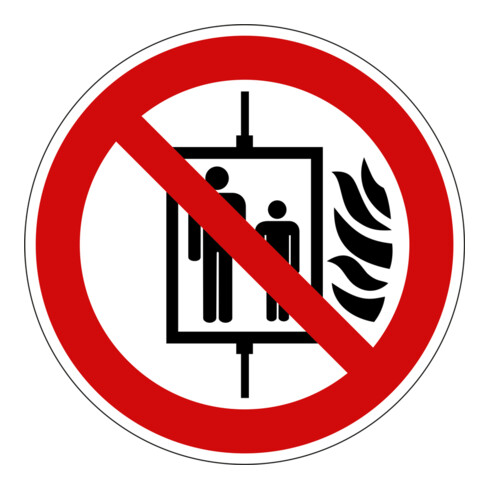 Panneau d'interdiction Eichner Ne pas utiliser l'ascenseur en cas d'incendie 10 cm de long