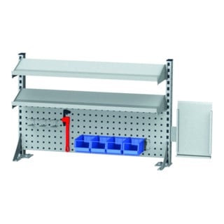 Panneau multifonction rapporté STIER lxH 1 000x650 mm, 2 tablettes 1 000x220 mm