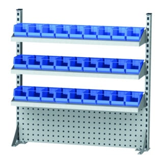 Panneau multifonction rapporté STIER lxH 1 000x950 mm, 1 panneau perforé, 3 tablettes